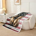 thumbnail image 2 of Sherpa American Flag Fleece Blanket for Bed, Sofa, Couch - Boxing Game Theme, Warm & Fuzzy - 40"x50", 2 of 7