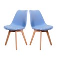 thumbnail image 1 of Sillas Tulip Tipo Eames Mirel Set de 2 Piezas Estructura de Madera Asiento Acolchado Azul, 1 of 6