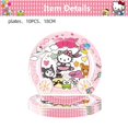 thumbnail image 4 of Kit de suministros para decoración de fiestas de cumpleaños de niñas con temática de Hello Kitty, vajilla de papel, platos y vasos de papel, globos y recuerdos para niños, 4 of 5