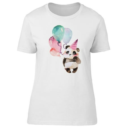 Watercolor Cute Birthday Panda Tee Women's -Image by Shutterstock