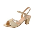 thumbnail image 2 of Samdudou Dress Sandals for Women Open Toe Chunky Block Heel Glitter Sparkly Strappy Criss Cross Ankle Buckle Wedding Evening Party Prom Shoes, 2 of 9