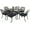 Dark Bronze/Navy Blue, variant on MEETWARM 7-Piece Outdoor Patio Dining Set, All-Weather Cast Aluminum Patio Conversation Set for Garden Deck Backyard with 6 Chairs, 1 Rectangular Table, 2" Umbrella Hole, Dark Bronze