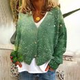 thumbnail image 2 of Lovskoo Women's Christmas Knit Cardigan Sweaters Casual Floral Print Long Sleeve Open Front Button Up Fall Sweater Jackets G-Green, 2 of 5