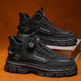 thumbnail image 4 of Mens Ankle Boots Lace‑Up Round Toe Soft‑Sole Comfort Short Boots with Rotating Shoelace Buckle Padded Inner Lining for Commute Hiking Daily Outdoor Casual Wear, 4 of 9