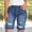 Blue, variant on Classic Cuffed Denim Bermuda Shorts with Distressed Wash Women Jean Shorts Ripped Casual Summer Mid Waist Stretchy Five Points Denim Jean Shorts Blue L