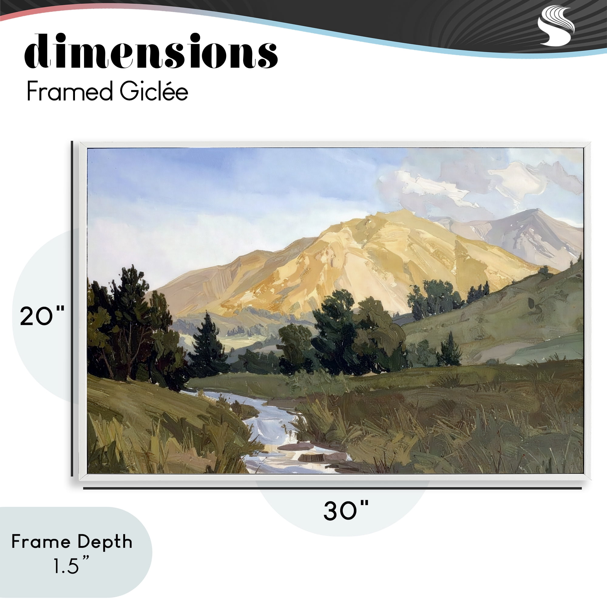 Stupell Industries Mountain Divide Valley White Framed Giclee Art, design by Alonza Saunders