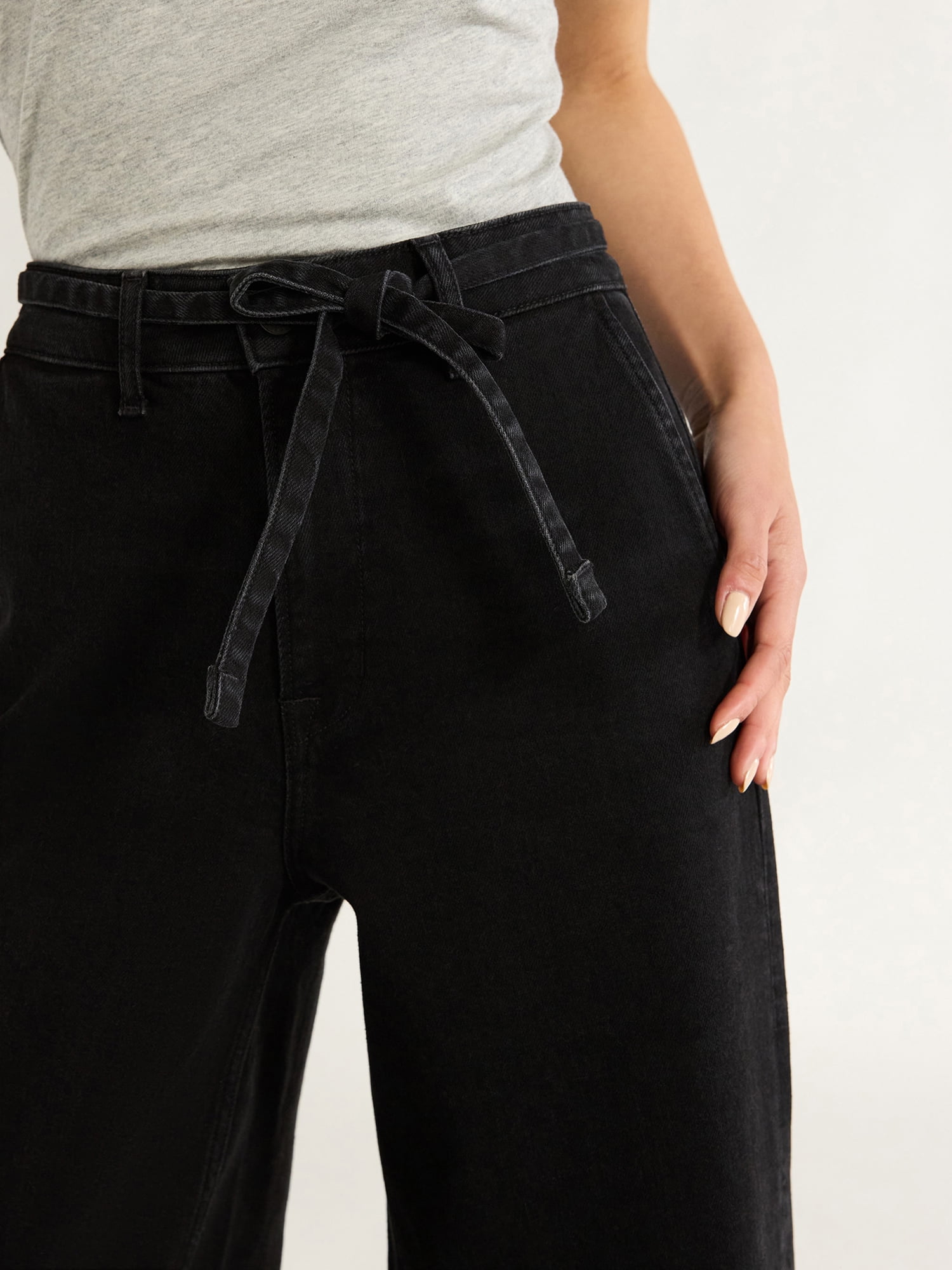 Free Assembly Women's Belted Wide Leg Trouser Jeans, 31