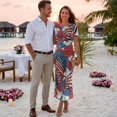 thumbnail image 3 of Chririnla Couple Patriotic Outfit American Flag Flower Print Womens Mesh Pencil Long Dress,Men's Shirts for 4th of July Memorial Day Clothes Husband Wife Match Clothes Set,S-3XL, 3 of 6