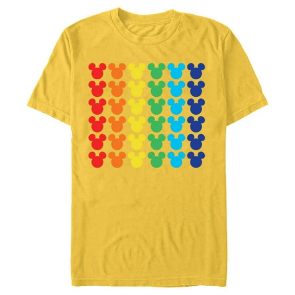 Disney Mickey Mouse Rainbow Icons - Short Sleeve Blended T-Shirt for Adults -Customized-Yellow