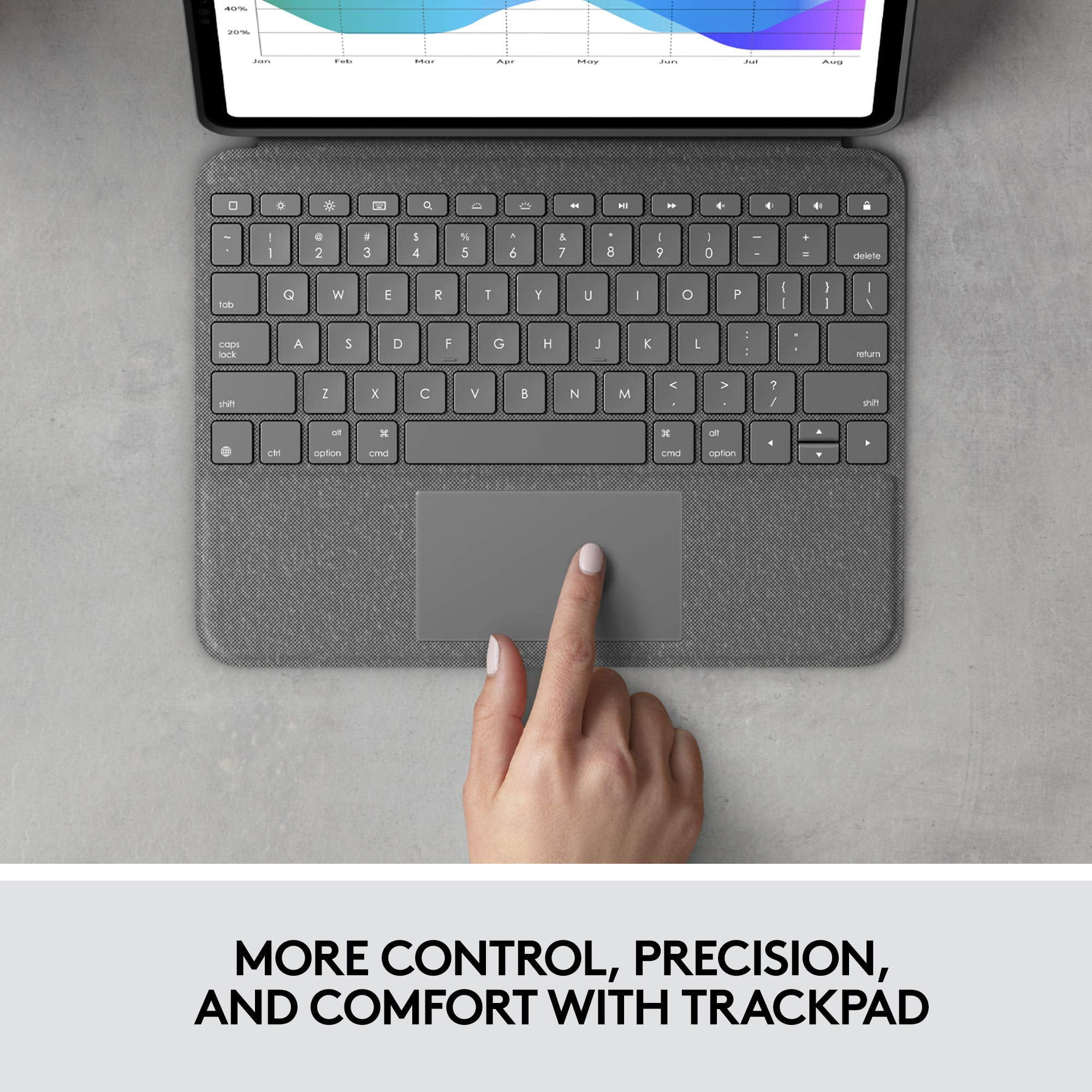Restored Logitech Folio Touch for iPad Pro 11" - Gray (Refurbished)