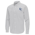 thumbnail image 2 of Men's Antigua Gray Kansas City Royals Ellis Woven Tri-Blend Button-Down Shirt, 2 of 3