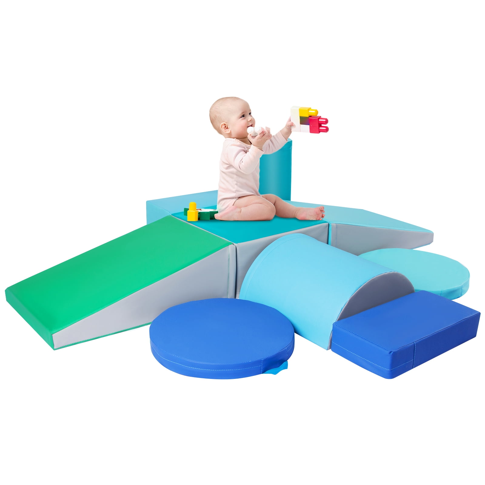 Zehnhase 9PCS Climb and Crawl Activity Play Set Soft Foam Block Xmas Gift Baby Toddler Climbing