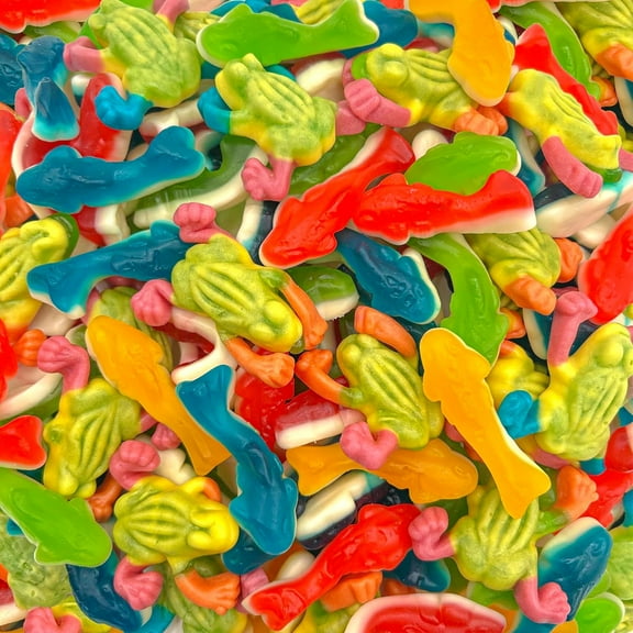 Gummy Sharks and Rainforest AKF18 Frogs Candy Mix | 2 Pound Bulk Bag | Ocean and Jungle Critters | Assorted Fruit Flavors Gummy Mix | Party Favors, Goody Bags, Kids' Birthday Celebrations