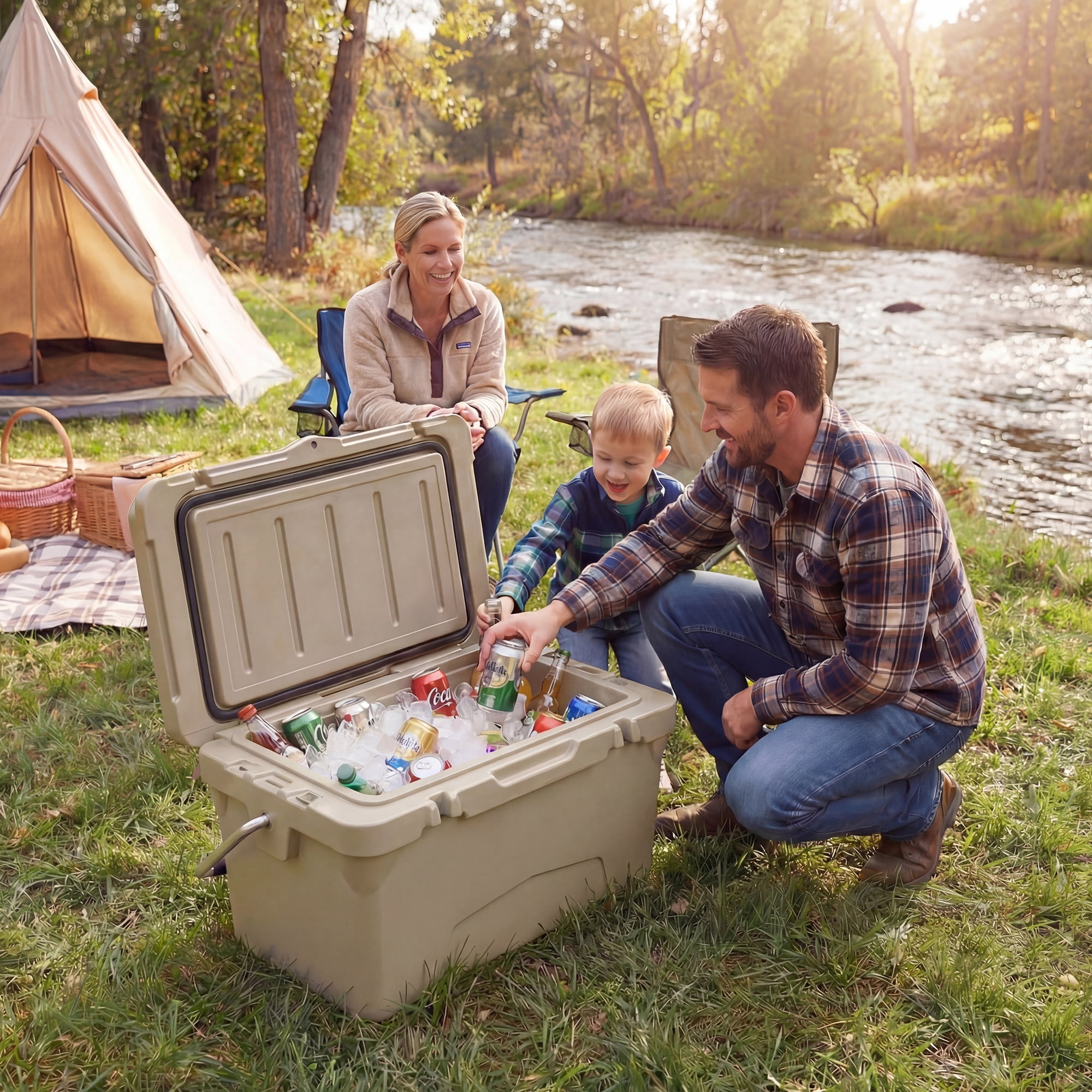 ELLEGNT 20 Quart Hard Cooler – Portable Ice Chest, 6‑Day Ice Retention, Khaki