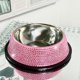 thumbnail image 3 of Cuenco de cristal para mascotas de 15 cm, cuenco de agua para perros y gatos con incrustaciones de diamantes de imitación de acero inoxidable, 3 of 5
