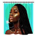 thumbnail image 1 of High-definition Digital Printing Polyester Fiber Waterproof Shower Curtain Floor Mat Bathroom Base Mat Toilet Mat African Girl African Woman Printing Pattern C6 Shower Curtain 1PC, 1 of 10