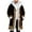 Brown, variant on Unisex Red Leather Stylish Long Coat Christmas Santa Claus Shearling Hooded Trench Coat
