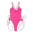 thumbnail image 4 of One Piece Swimsuits for Women's Plunge Side Tie Monokini Bathing Suit Sexy Lace up Criss Cross Strappy Swimwear, 4 of 5