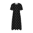 thumbnail image 3 of Tauxra Casual Dresses for Women V Neck Short Sleeve Polka Dot Dress with Elastic Waist Flowy Summer Sundress, 3 of 4