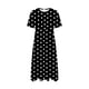 thumbnail image 4 of Vestido Casual Pantalones para Mujeres Vestido de Cuello Alto Cintura Elástica Cuello en V Manga Corta Polka Dot Cuello Redondo Top, 4 of 5