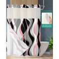 thumbnail image 2 of No Hook Shower Curtain with Snap in Liner, Pink Grey Black Abstract Art Geometric Lines Hotel Shower Curtains for Bathroom, Washable Shower Curtain Liner Set with Mesh Top Window, 72"x96", 2 of 6