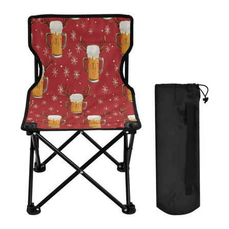 600D Oxford Camping Chair Portable Foldable Chair Supports 220 lbs for Picnic, Fishing, Backpacking Beer Mugs and Reindeer Antlers