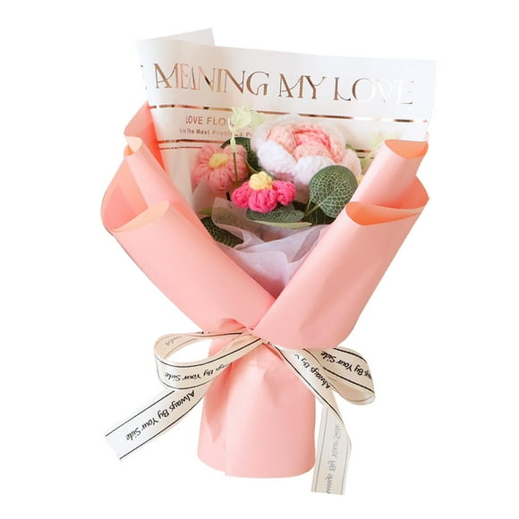 Adorno de ramo de flores de punto para el Día de la Madre, regalo de hija e hijo para boda. Rosa