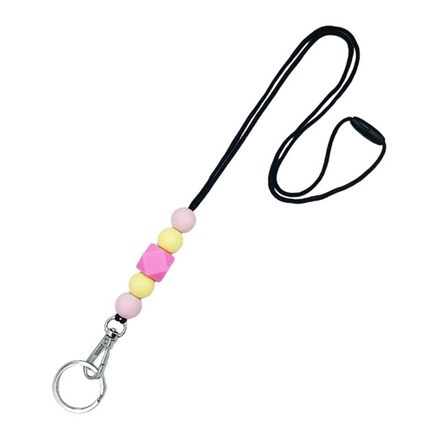 LCXmlly Beaded Lanyard Adjustable Length ID Badge Beaded Lanyard Non Rusting Reusable Silicone Breakaway