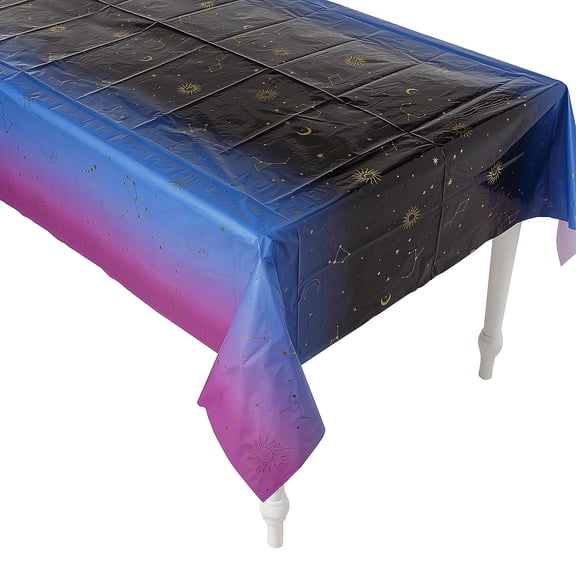 Fun Express Celestial Party Disposable Rectangle Plastic Tablecloth 9 ft.