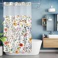 thumbnail image 6 of Spring Floral No Hooks Shower Curtain with Snap-in Liner Watercolor Colorful Flowers Romantic Farmhouse Retro Shower Curtains for Bathroom, Waterproof, Easy Install, Washable 36"x78", 6 of 9