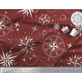 thumbnail image 3 of Soimoi Red Rayon Crepe Fabric Direction Compass Nautical Print Fabric by the Yard 46 Inch Wide, 3 of 3