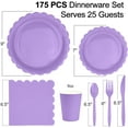 thumbnail image 7 of Inadays 175Pcs Disposable Party Supplies Includes Purple Paper Plates Cup Napkins Forks Spoons Knives, Dinnerware Set for Garden Party Birthday BBQ Baby Shower Wedding, Serve 25 Guests, 7 of 7