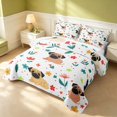 thumbnail image 3 of Erosebridal Cartoon Pug Quilt Full, Kawaii Animal Flower Full Bedspread Sets, Pink Reversible, Tan Black, 3pcs (1 Coverlet and 2 Pillowcases), 3 of 7
