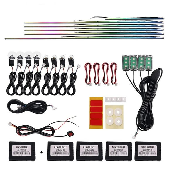 Car Ambient Lights 18 In 1 RGB Full Color Streamer Strips Universal Hidden APP Lamp Interior Kit Atmosphere Rainbow LED T1I5
