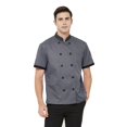 thumbnail image 3 of TOPTIE Short Sleeve Chef Coat Jacket Gray Lightweight Button Chef Uniform, 3 of 9