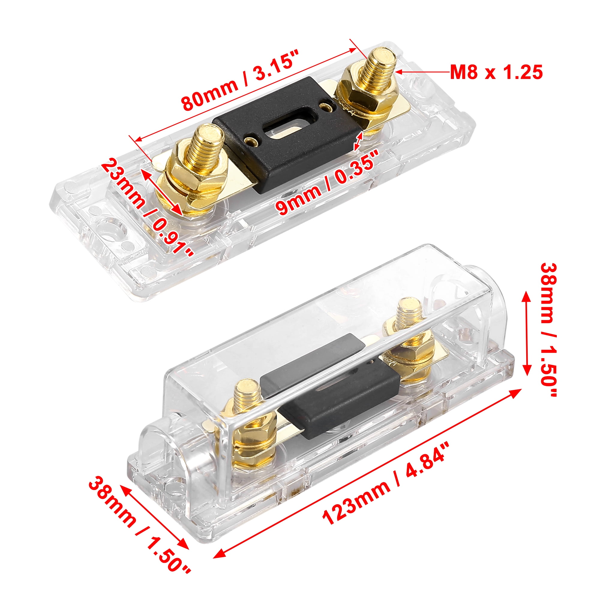 4pcs 0/2/4 Gauge Inline ANL Fuse Holder Clear Fuse Block Box with 300A Fuse