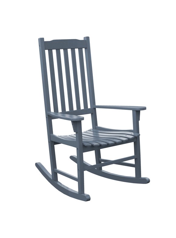Northbeam Solid Acacia Hardwood Outdoor Patio Slatted Back Rocking Chair, Grey