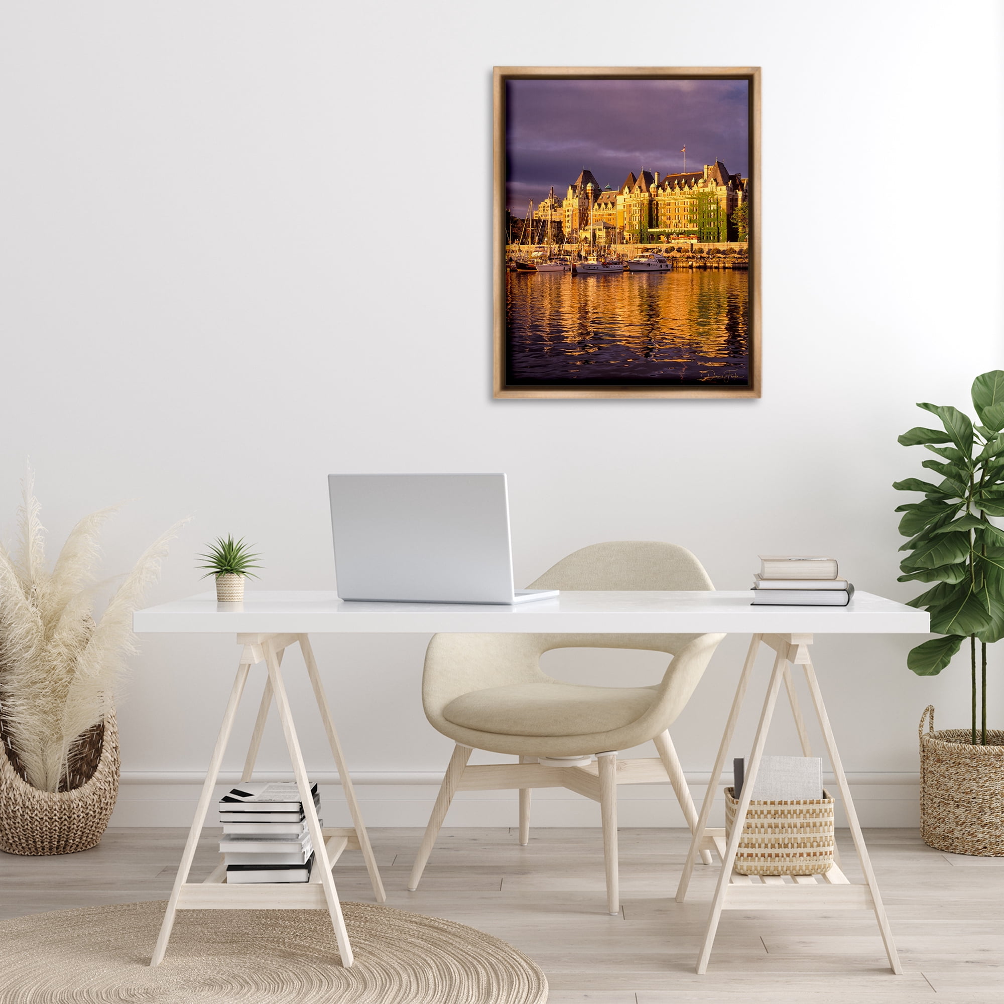 Stupell Industries City Boat Harbor Town & City Photography Brown Floater Framed Art Print Wall Art, 25 x 31