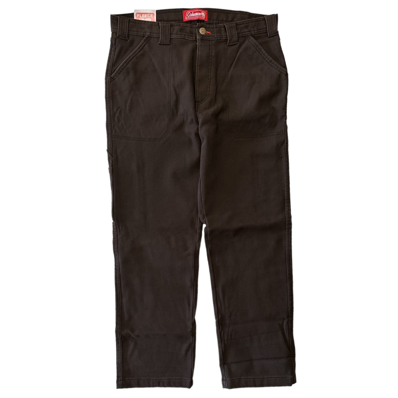 Coleman Men's Bonded Fleece Lined Tear Resistant Comfort Stretch Utility Pant (Black Coffee