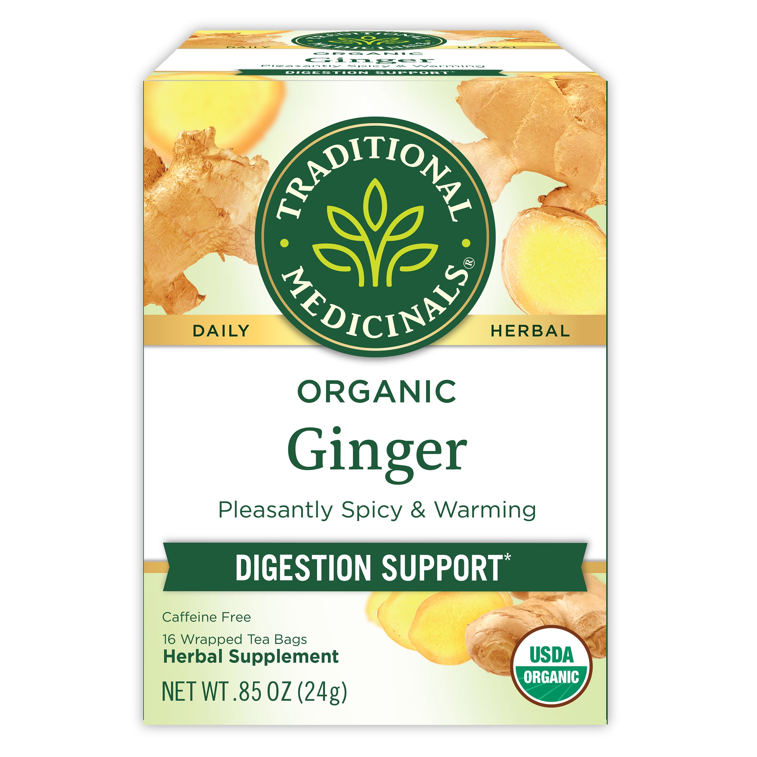 (3 pack) Traditional Medicinal Ginger, Organic Tea Bags, 16 Count