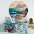 thumbnail image 2 of Designart 'Sunrise Glow On The Sea Waves III' Nautical & Coastal Circle Metal Wall Art 29x29 - Disc of 29, 2 of 5