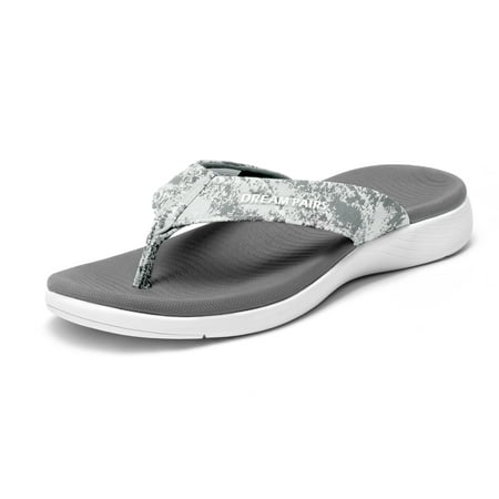 Dream Pairs Women's Arch Support Flip Flops Comfortable Soft Cushion Thong Sandals Casual Indoor Outdoor Walking Beach Summer Shoes SDFF2223W DARK GREY Size 7