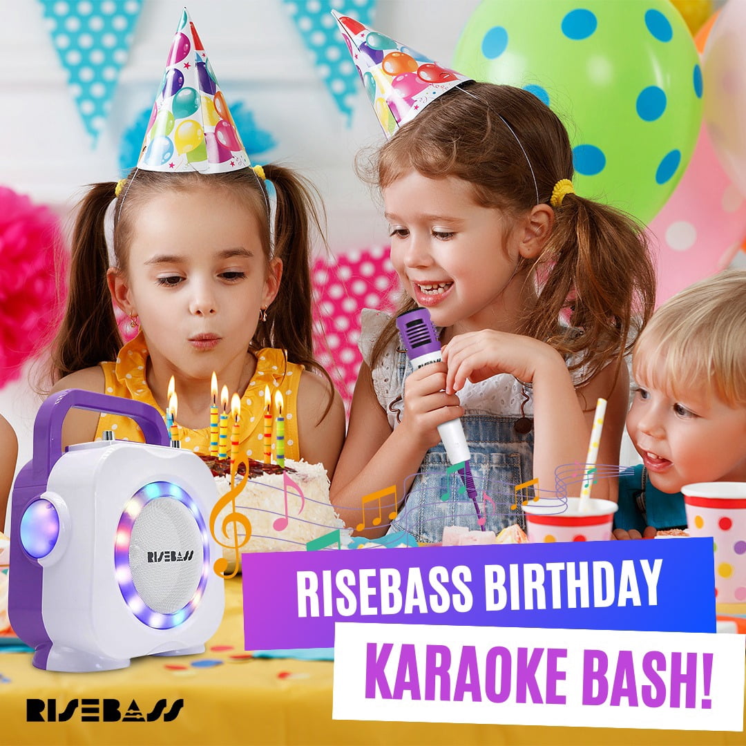 Rise Bass Unisex Karaoke Machine for Adults and Kids with Two Wireless Microphones