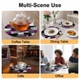 thumbnail image 2 of Modern Purple Grey Round 13 Inch Placemats Set of 6, Abstract Geometric Color Blocks HeatResistant Non Slip Place Mats for Dining Table, Wipeable Braided Kitchen Table Mats for Housewarming, 2 of 9