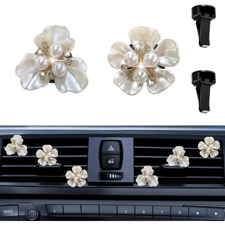 6 PCS Car Accessories Interior for Women, Vent Wrap Air Freshener, Car Decorations Interior Aesthetic, Cute Car Accessories Air Fresheners for Women, Flower Air Freshener Car Vent Clips (White)