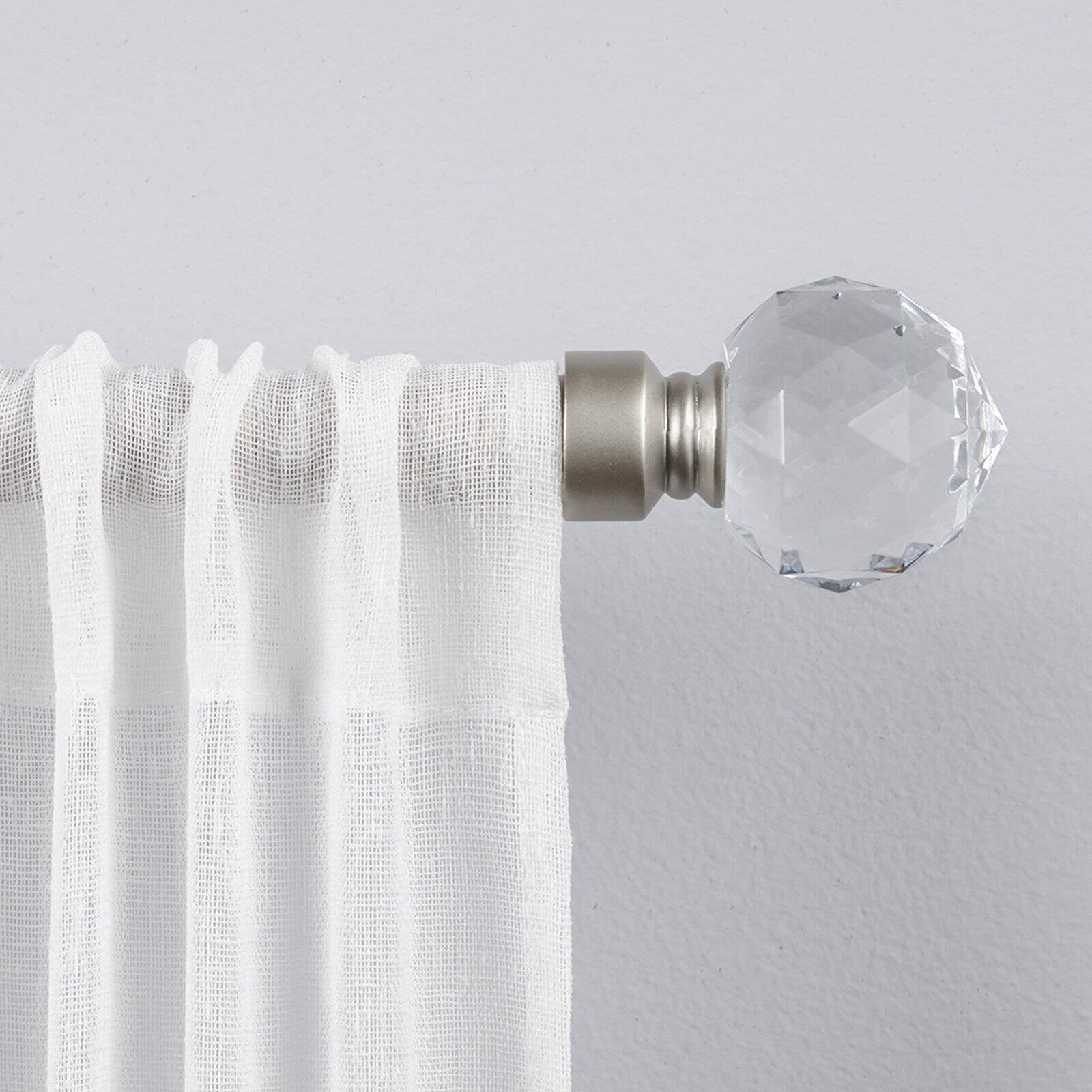 EXCLUSIVE HOME Crystal Ball 1" Curtain Rod and Coordinating Finial Set, Matte Bronze, Adjustable 36"-72"