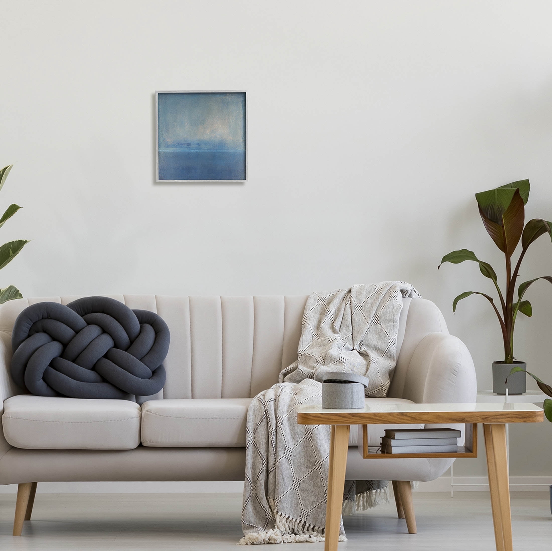 Stupell Industries Blue Abstract Landscape Painting Gray Framed Art Print Wall Art, Design by Tim OToole