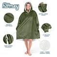 thumbnail image 4 of Bare Homey Plush Sherpa Wearable Blanket - Fluffy & Soft - Lightweight - Adult, Cypress, 4 of 9