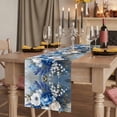 thumbnail image 2 of White Blue Spring Floral 108 Inch Table Runner, Vintage Flowers Pastoral Farmhouse Dresser Scarf Cotton & Linen Tablerunner for Dining/Kitchen Island/Holiday Party Décor 13" x 108", 2 of 9
