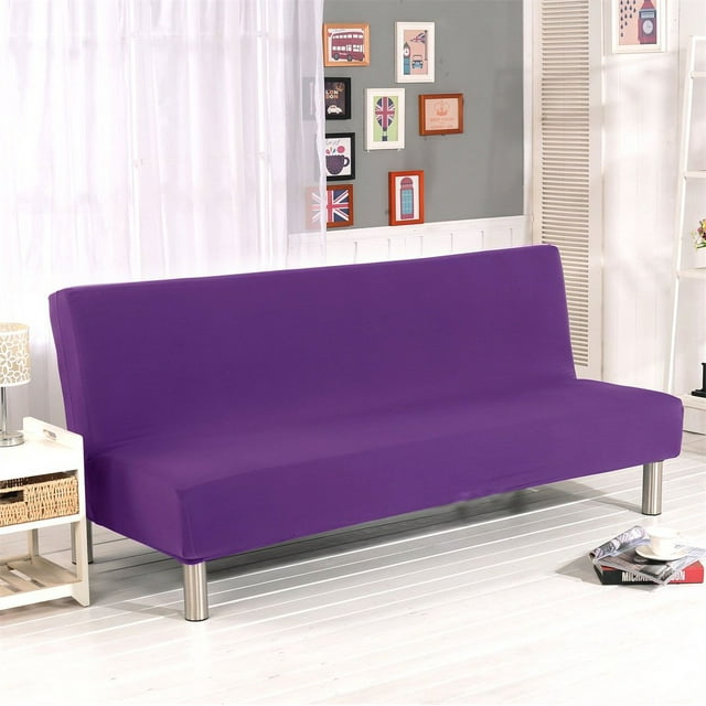 CHOK 2024 Folding Sofa Bed Cover Solid Color Futon Armless Slipcover Polyester Elastic Fabric All-Inclusive Cover